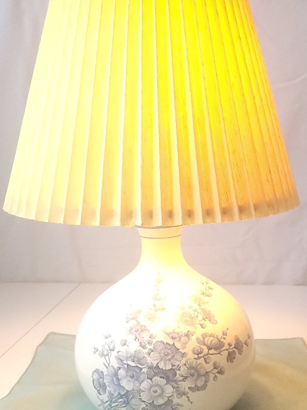 Ceramic Floral Lamp Blue and White Ginger Jar Lamp Circs 70s Shade not included